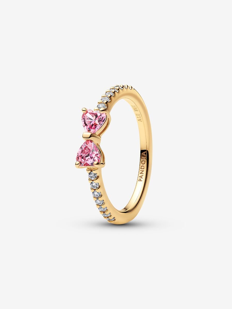 Pandora Sparkling Pink Bow Ring 14k gold plating
