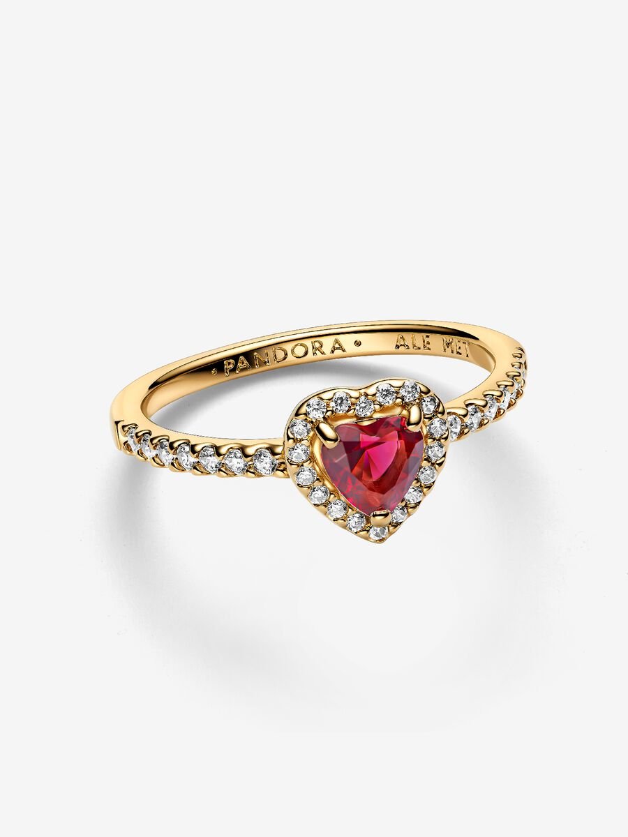 Pandora Elevated Heart Ring 14k gold plating Red