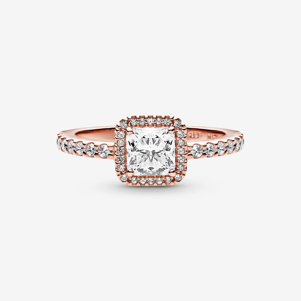 Pandora Square Sparkle Halo Ring Rose Gold