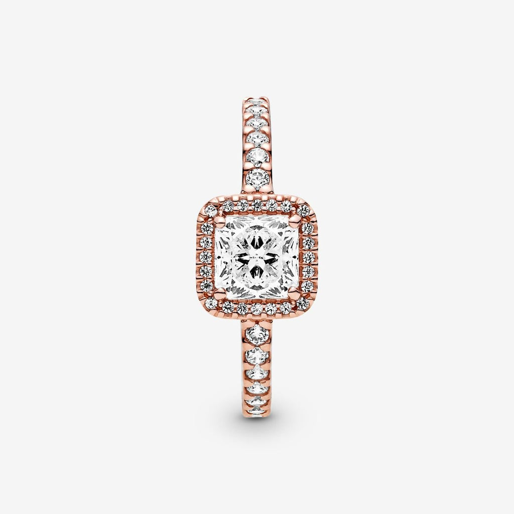 Pandora Square Sparkle Halo Ring Rose Gold