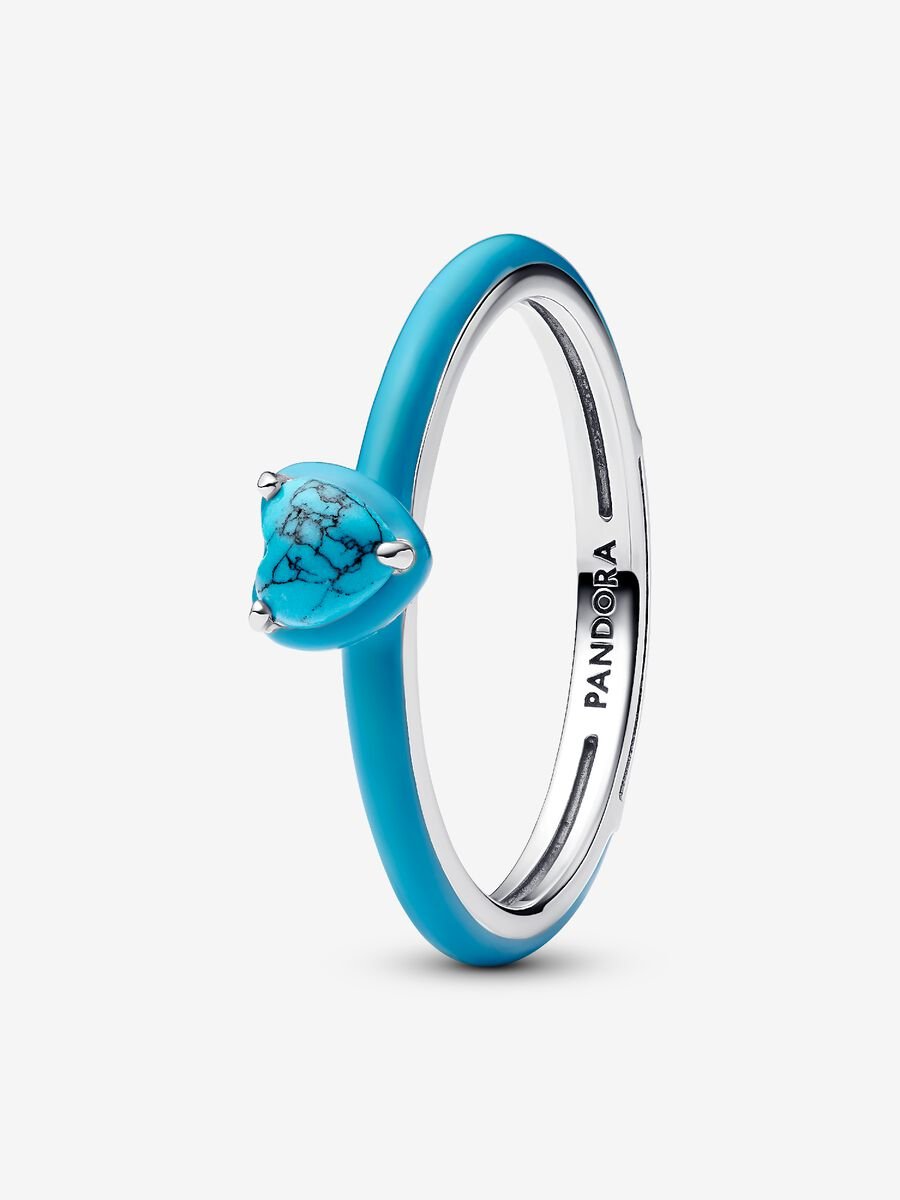 Pandora Turquoise Chakra Heart Ring With Gift Box