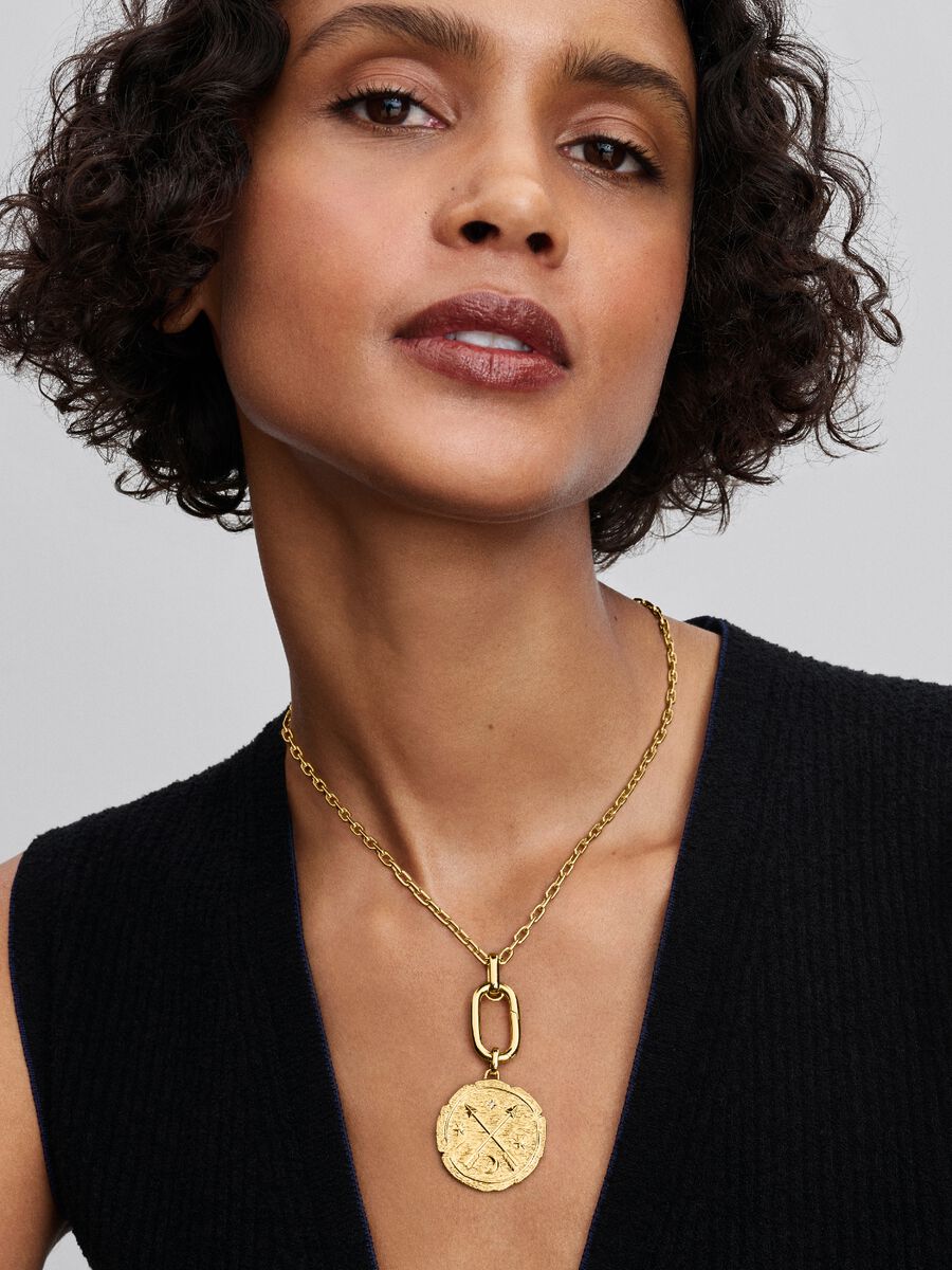 Pandora Crossing Arrows Oversized Medallion Charm 14k gold plating