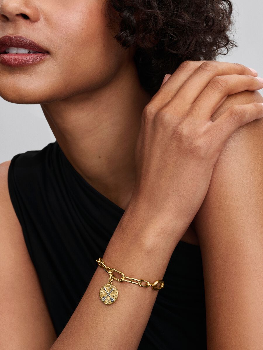 Pandora Crossing Arrows Medallion Charm Sterling silver, 14k gold plating