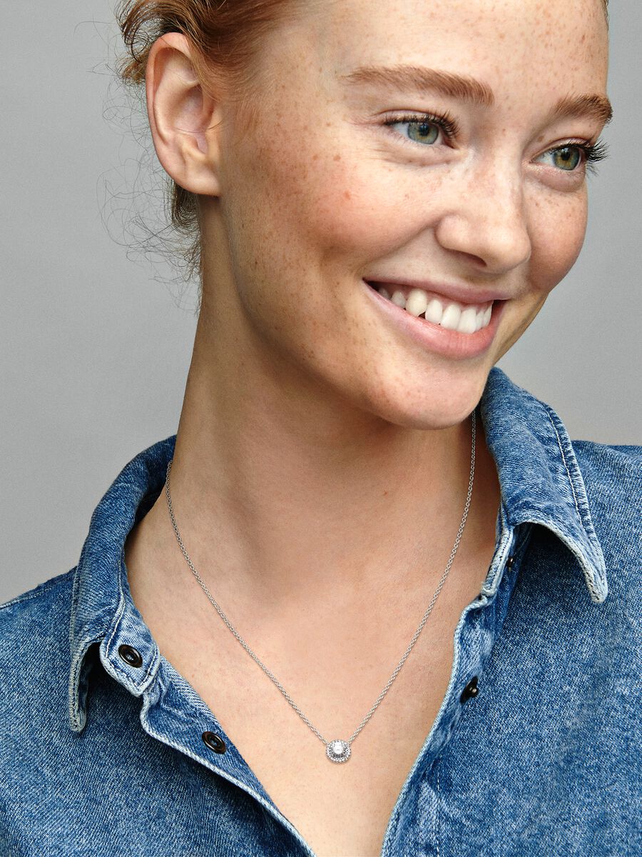 PANDORA Round Sparkle Halo Necklace 396240CZ-45