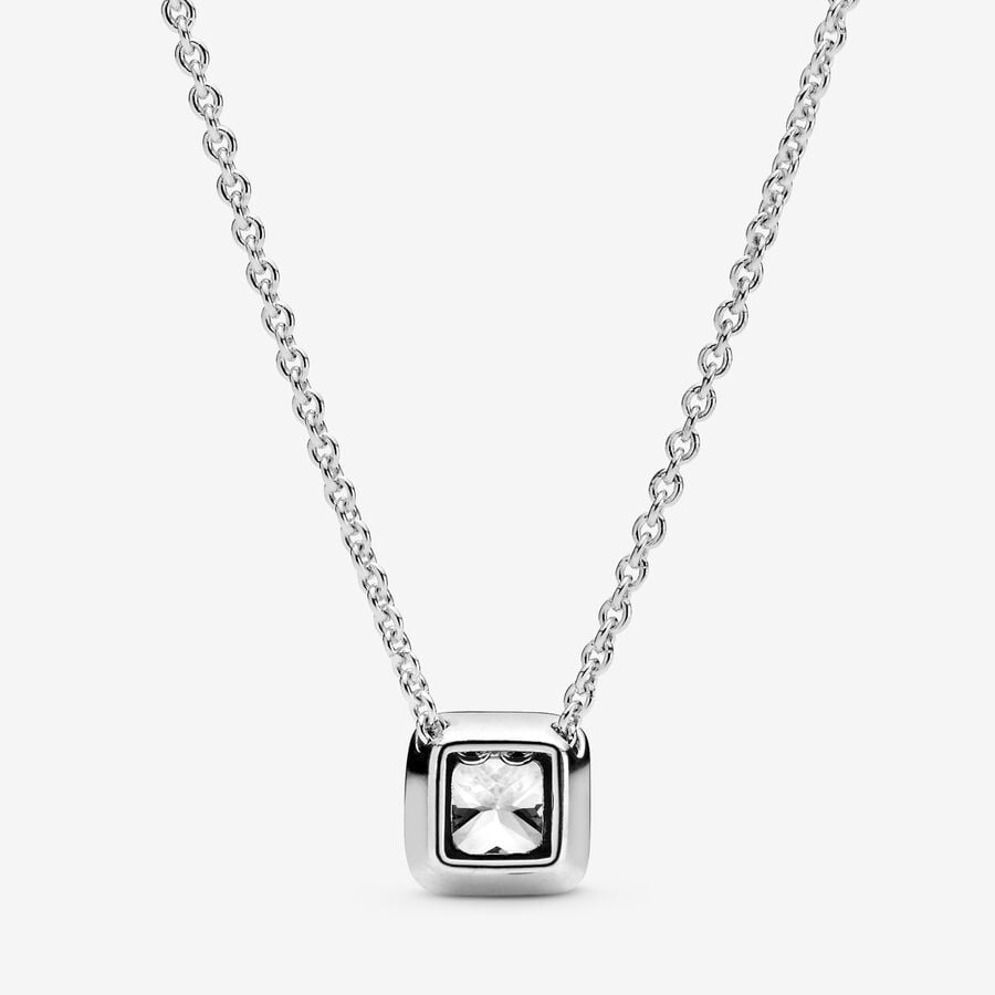Pandora Square Sparkle Halo Silver Necklace 17.7 inch