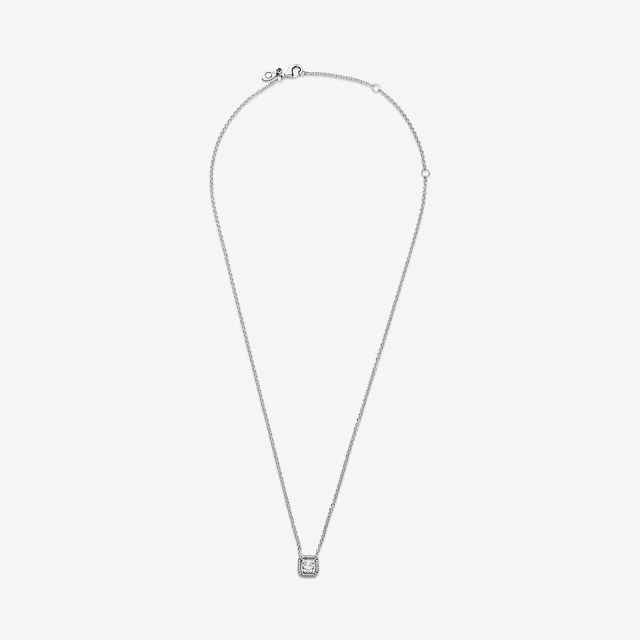 Pandora Square Sparkle Halo Silver Necklace 17.7 inch