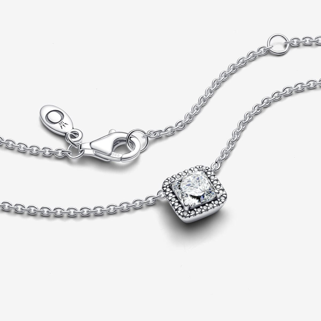 Pandora Square Sparkle Halo Silver Necklace 17.7 inch