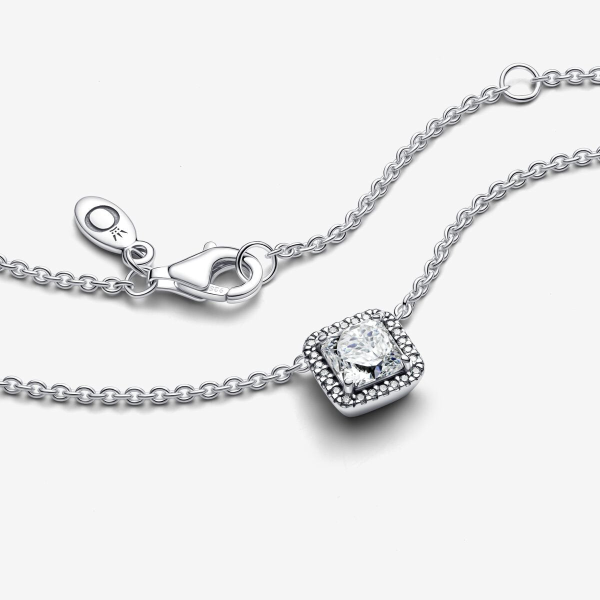 Pandora Square Sparkle Halo Silver Necklace 17.7 inch