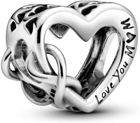 PANDORA Love You Mom Infinity Heart Charm - Compatible with PANDORA Moments - Jewelry for Women - Gift for Her - Made with Sterling Silver - With Gift Box