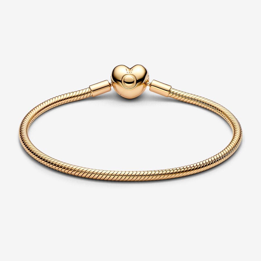 Pandora Moments Heart Clasp Snake Chain Bracelet Gold Plated