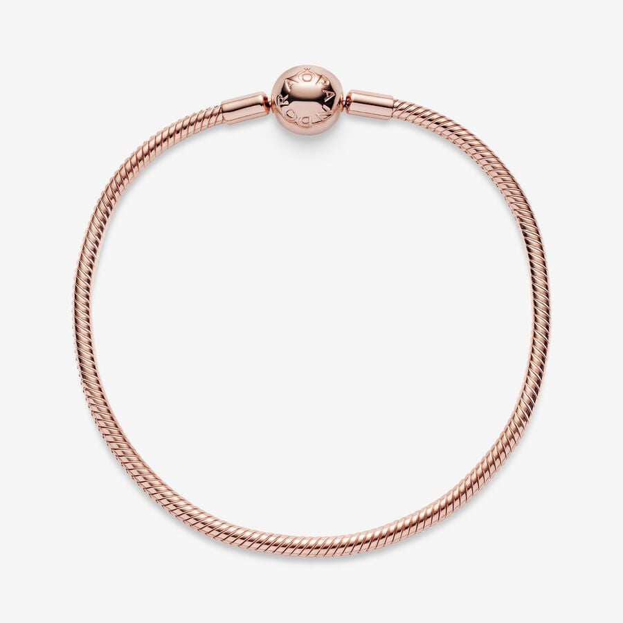 Pandora Moments Snake Chain Bracelet Rose Gold With Gift Box