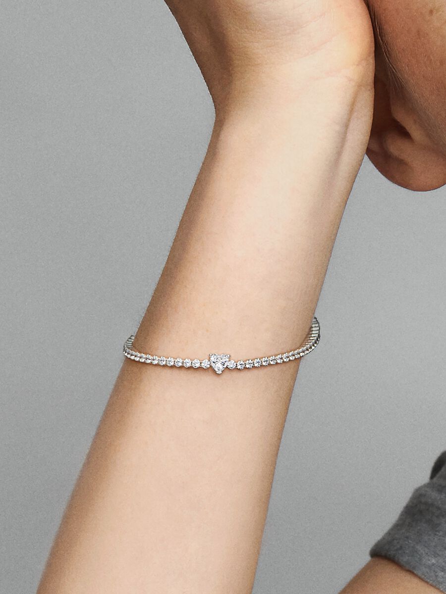 Pandora Sparkling Heart Tennis Bracelet Sterling silver