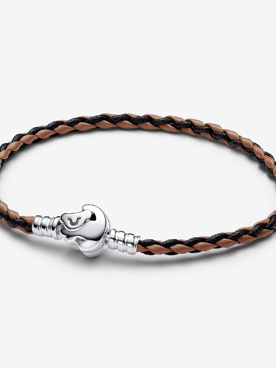 Disney The Lion King Clasp Pandora Moments Braided Leather Bracelet Sterling silver