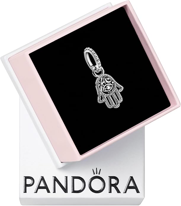Pandora Protective Hamsa Hand Dangle Charm - Compatible Moments - Gift for Her - Made with Sterling Silver - with Gift Box