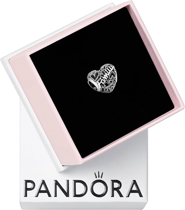 Pandora Family Heart Charm - Compatible Moments - Jewelry for Women - Gift for Her - Made with Sterling Silver - With Gift Box