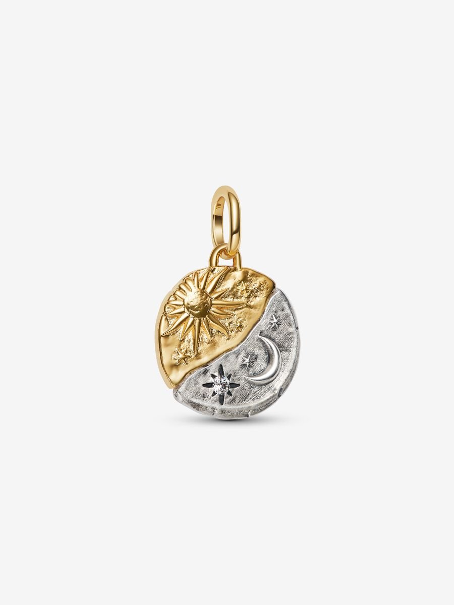 Pandora Sun and Moon Medallion Charm Sterling silver, 14k gold plating
