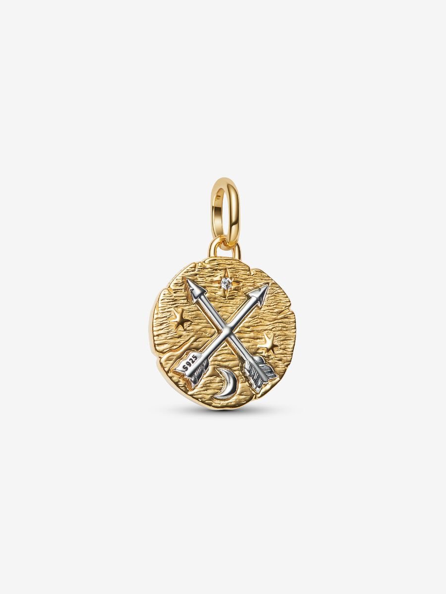 Pandora Crossing Arrows Medallion Charm Sterling silver, 14k gold plating