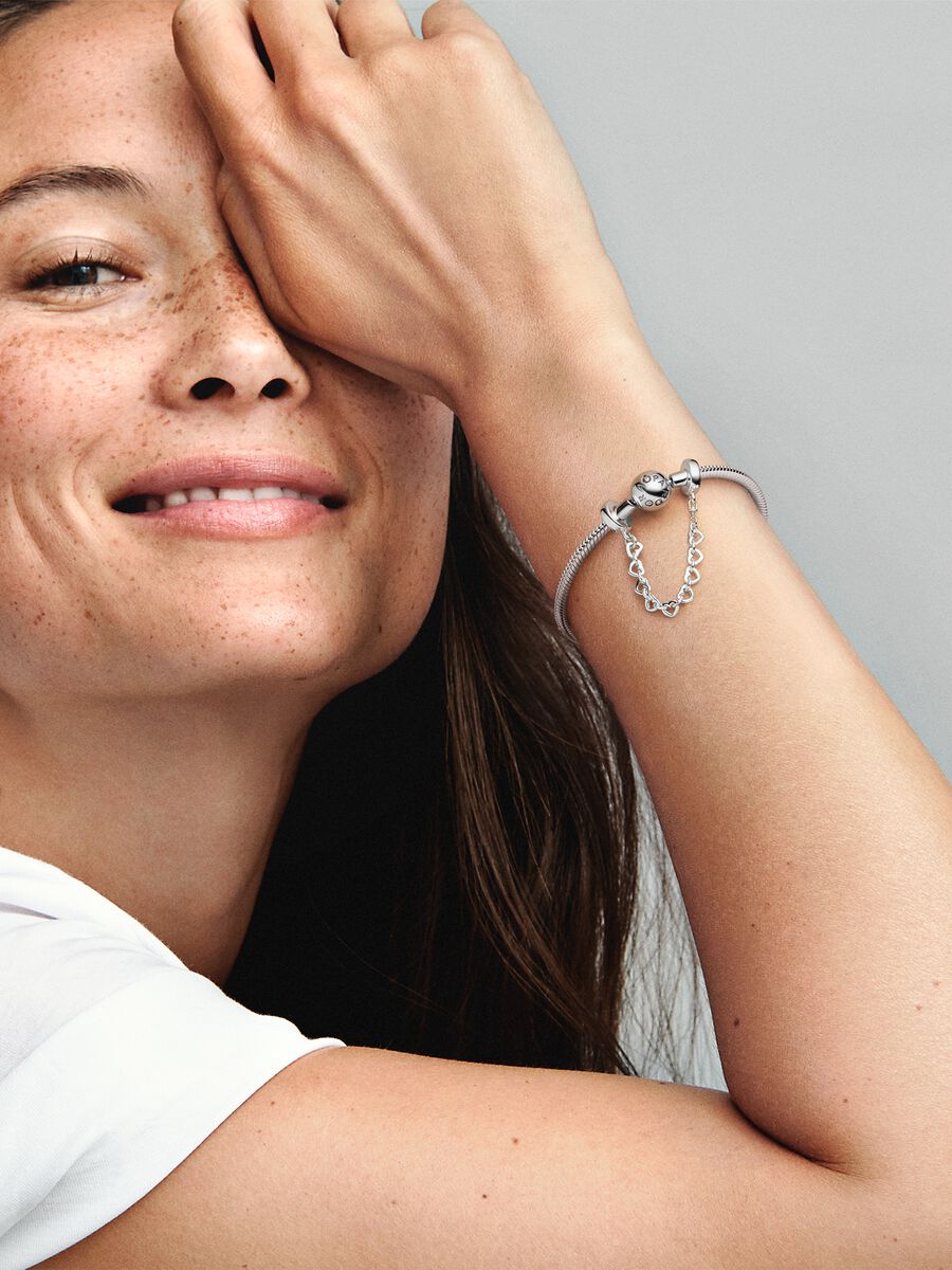 Linked Hearts Safety Chain Sterling silver