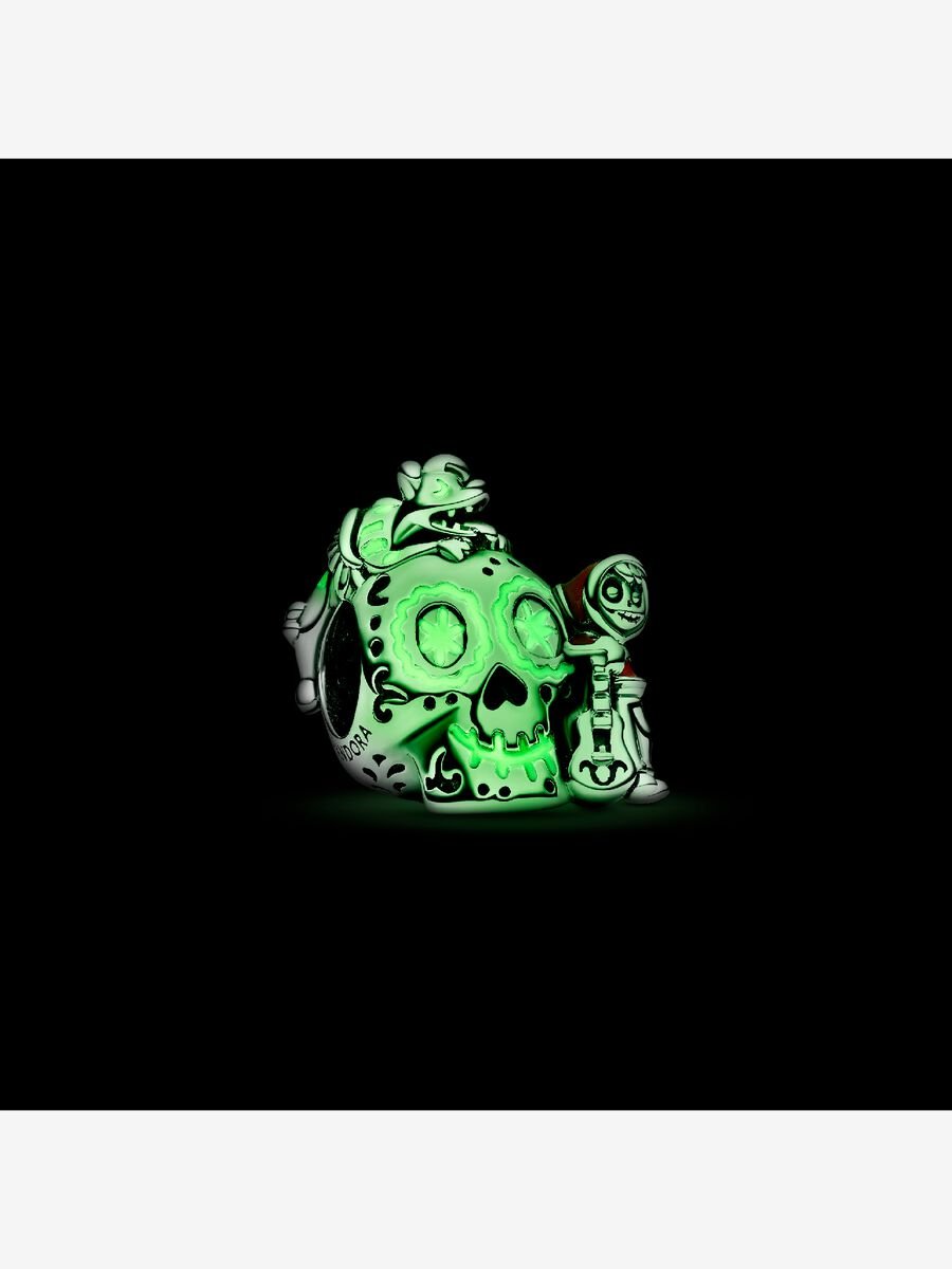 Pandora Disney Pixar Coco Miguel & Dante Skull Glow-in-the-dark Charm Sterling silver