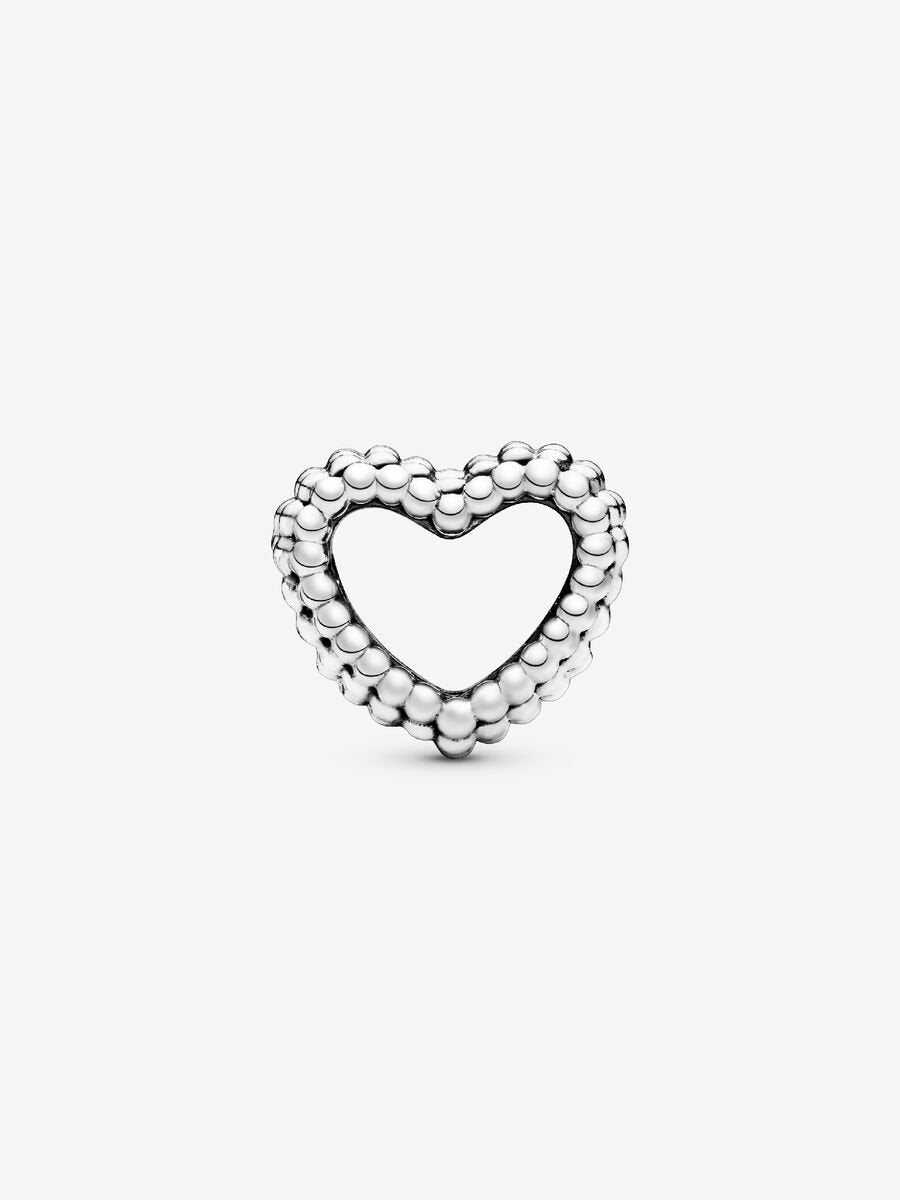 PANDORA Beaded Open Heart Charm - Compatible with PANDORA Moments - Gift for Her - Made with Sterling Silver - with Gift Box