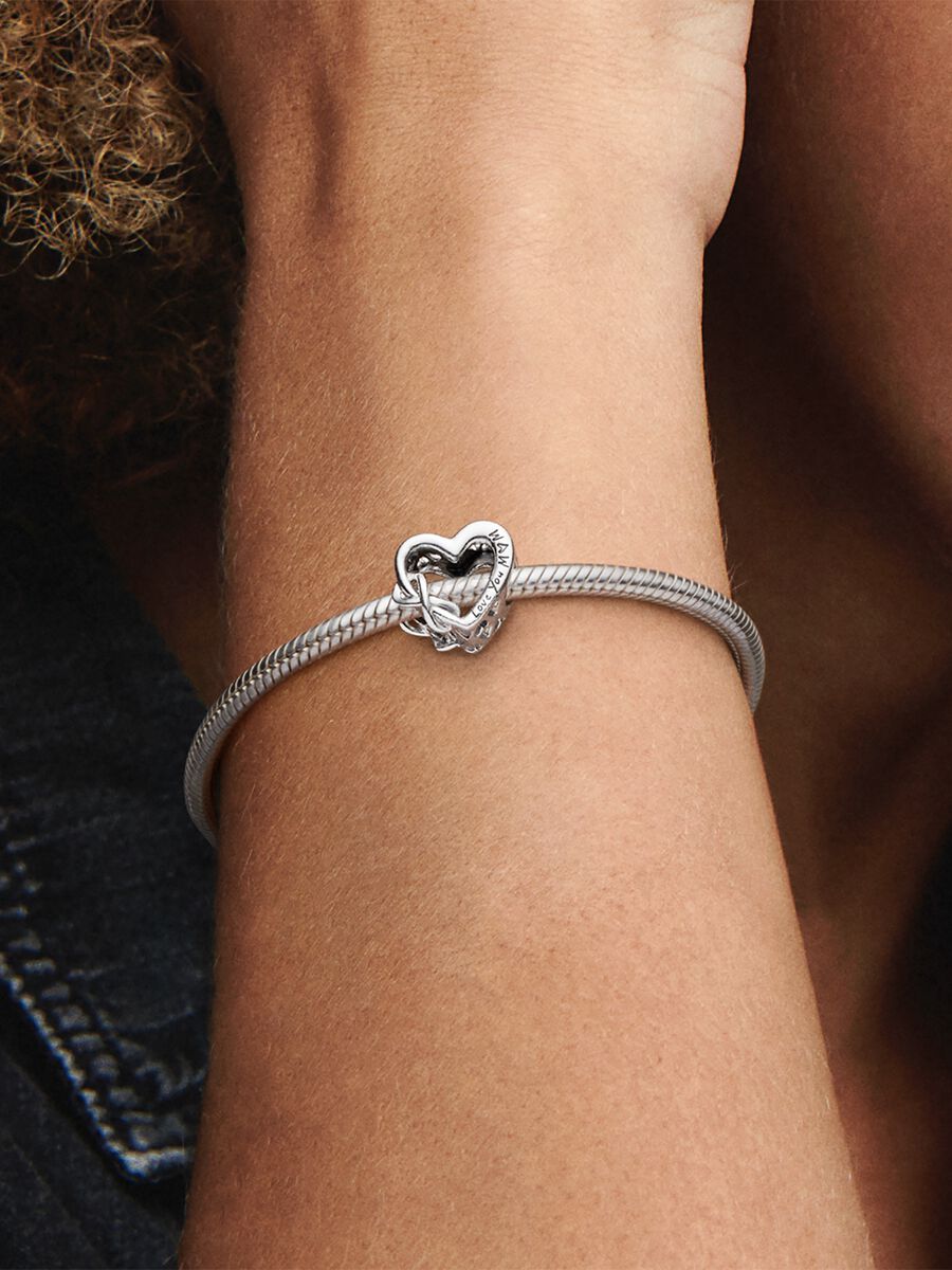 PANDORA Love You Mom Infinity Heart Charm - Compatible with PANDORA Moments - Jewelry for Women - Gift for Her - Made with Sterling Silver - With Gift Box