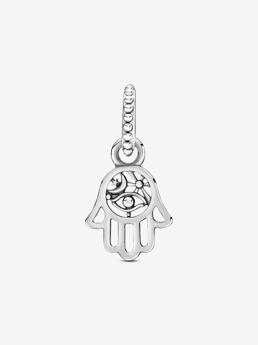 Pandora Protective Hamsa Hand Dangle Charm - Compatible Moments - Gift for Her - Made with Sterling Silver - with Gift Box