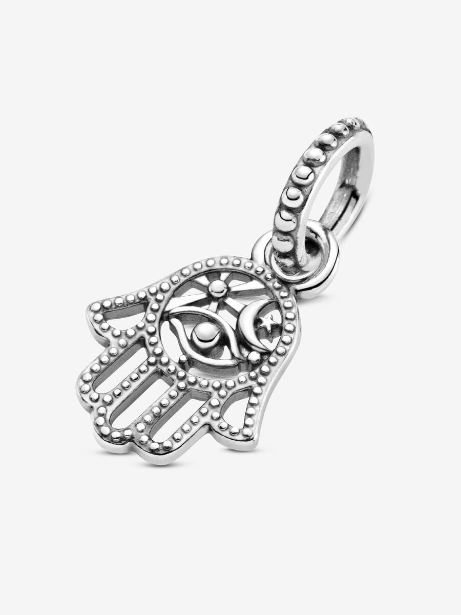 Pandora Protective Hamsa Hand Dangle Charm - Compatible Moments - Gift for Her - Made with Sterling Silver - with Gift Box
