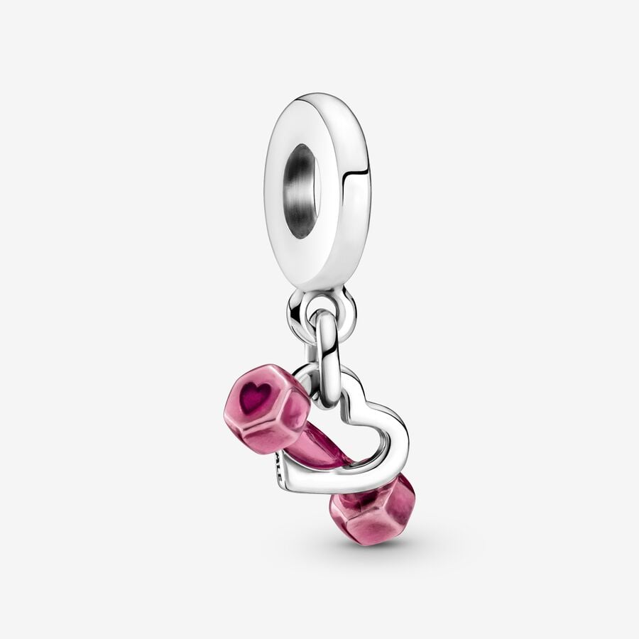 Pandora Dumbbell & Heart Dangle Charm