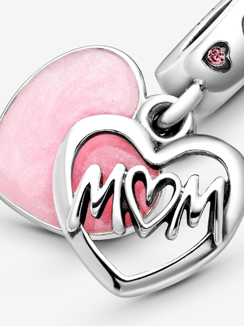 Pandora Mom Script Heart Dangle Charm