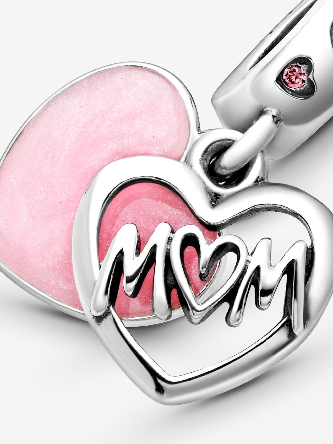 Pandora Mom Script Heart Dangle Charm