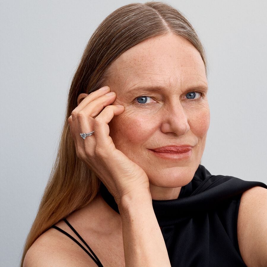 Pandora Double Band Heart Ring Silver With Gift Box