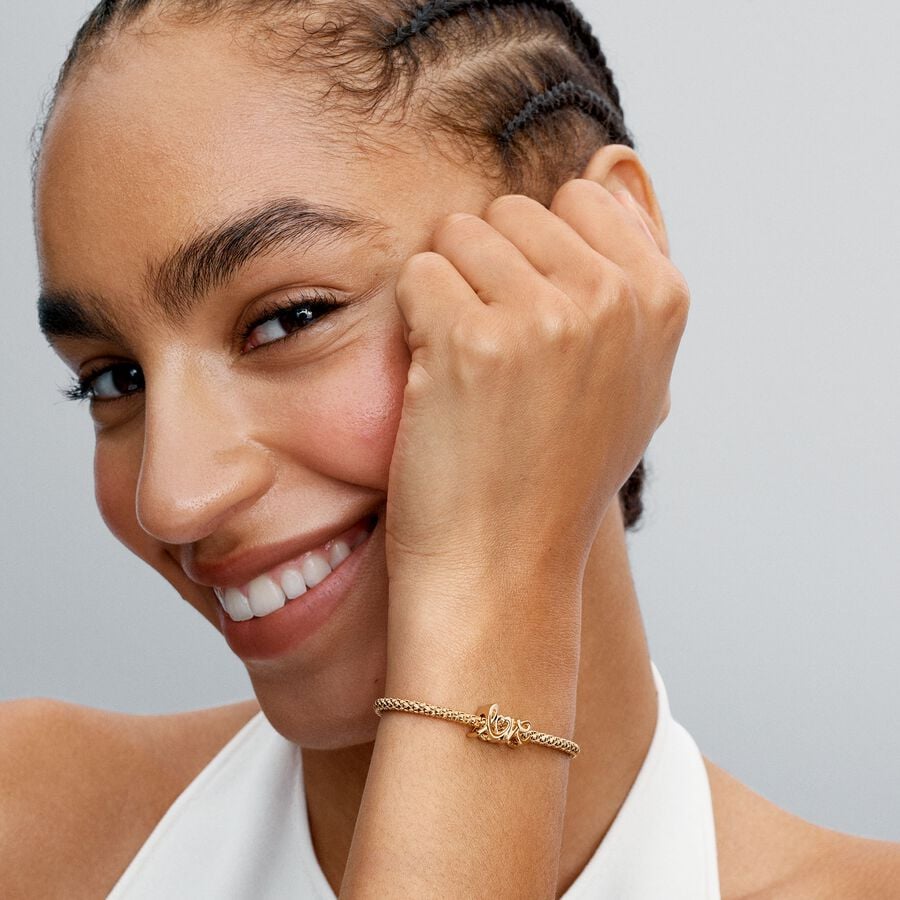 Pandora Handwritten Love Charm Gold With Giftbox