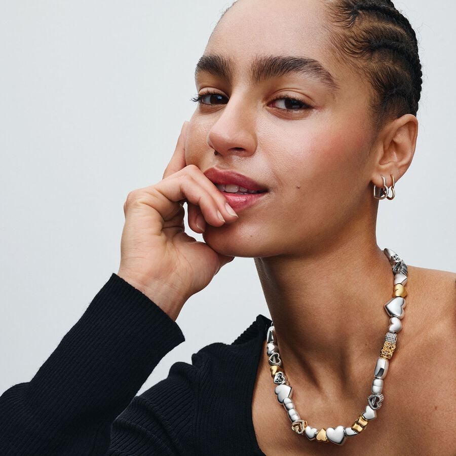 Pandora Moments Heart Clasp Snake Chain Necklace