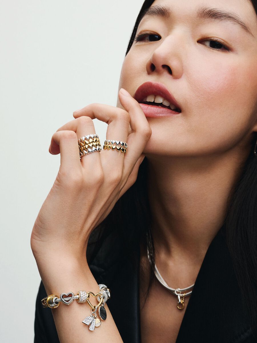 PANDORA Beaded Open Heart Charm - Compatible with PANDORA Moments - Gift for Her - Made with Sterling Silver - with Gift Box