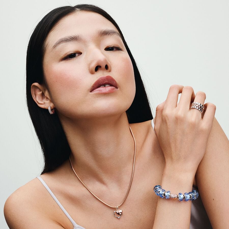 Pandora Moments Snake Chain Bracelet Rose Gold With Gift Box