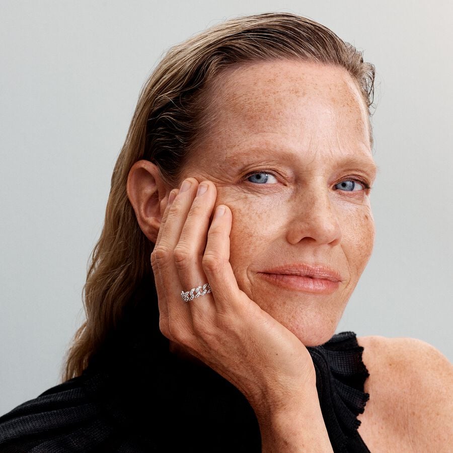 Pandora Pavé Cuban Chain Ring With Gift Box