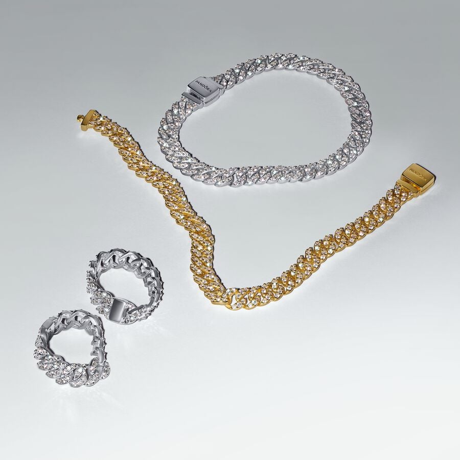 Pandora Pavé Cuban Chain Ring With Gift Box