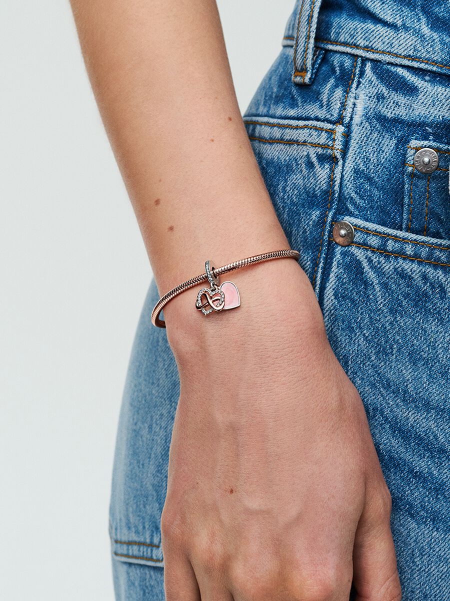 Pandora Sparkling Infinity Heart Dangle Charm Sterling silver, 14k rose gold plating