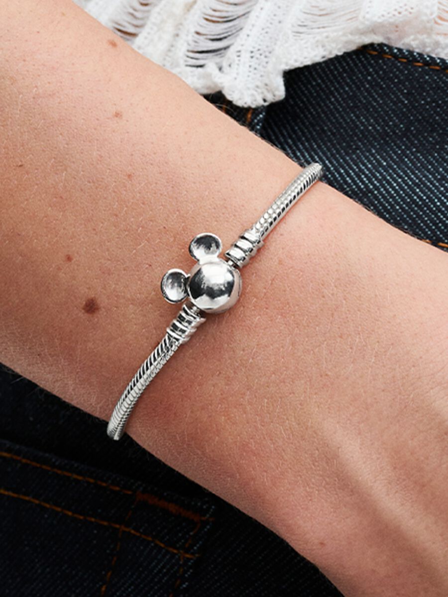 Pandora Disney Mickey Mouse Clasp Moments Snake Chain Bracelet Sterling silver