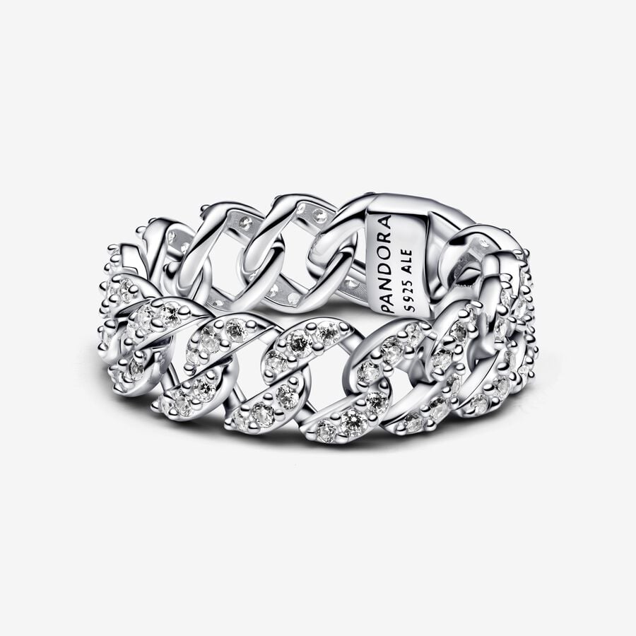 Pandora Pavé Cuban Chain Ring With Gift Box