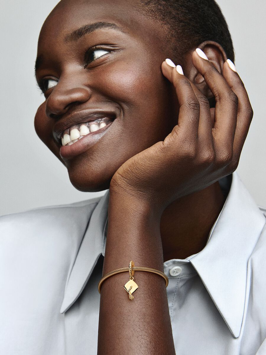 Pandora Graduation Cap Dangle Charm 14k gold plating