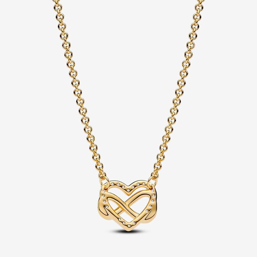 Pandora Gold Sparkling Infinity Heart Collier Necklace
