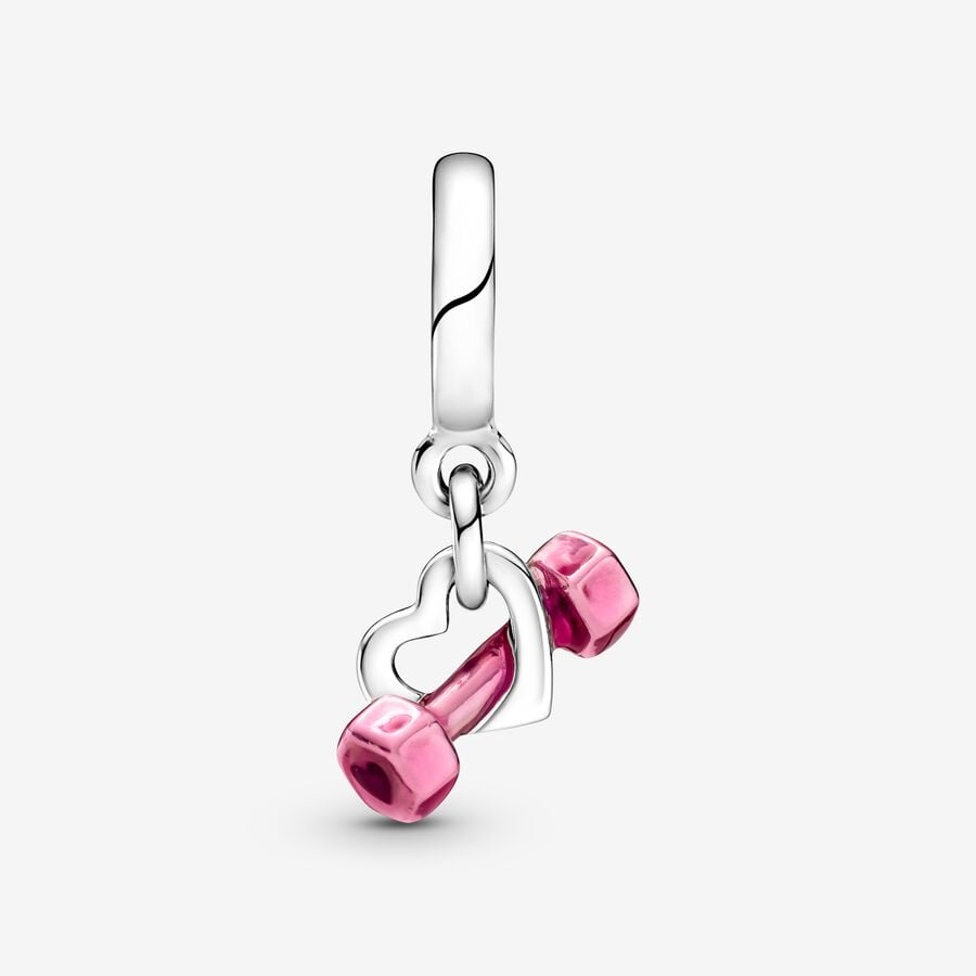 Pandora Dumbbell & Heart Dangle Charm