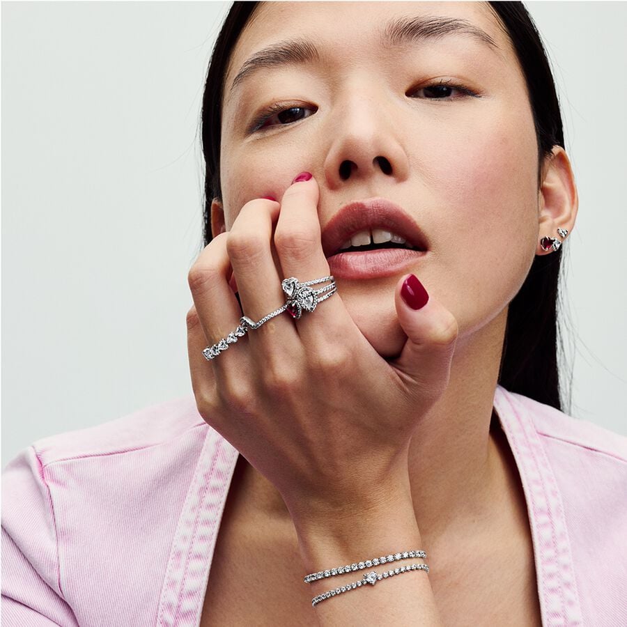 Pandora Timeless Sterling Silver Elevated Red Heart Ring