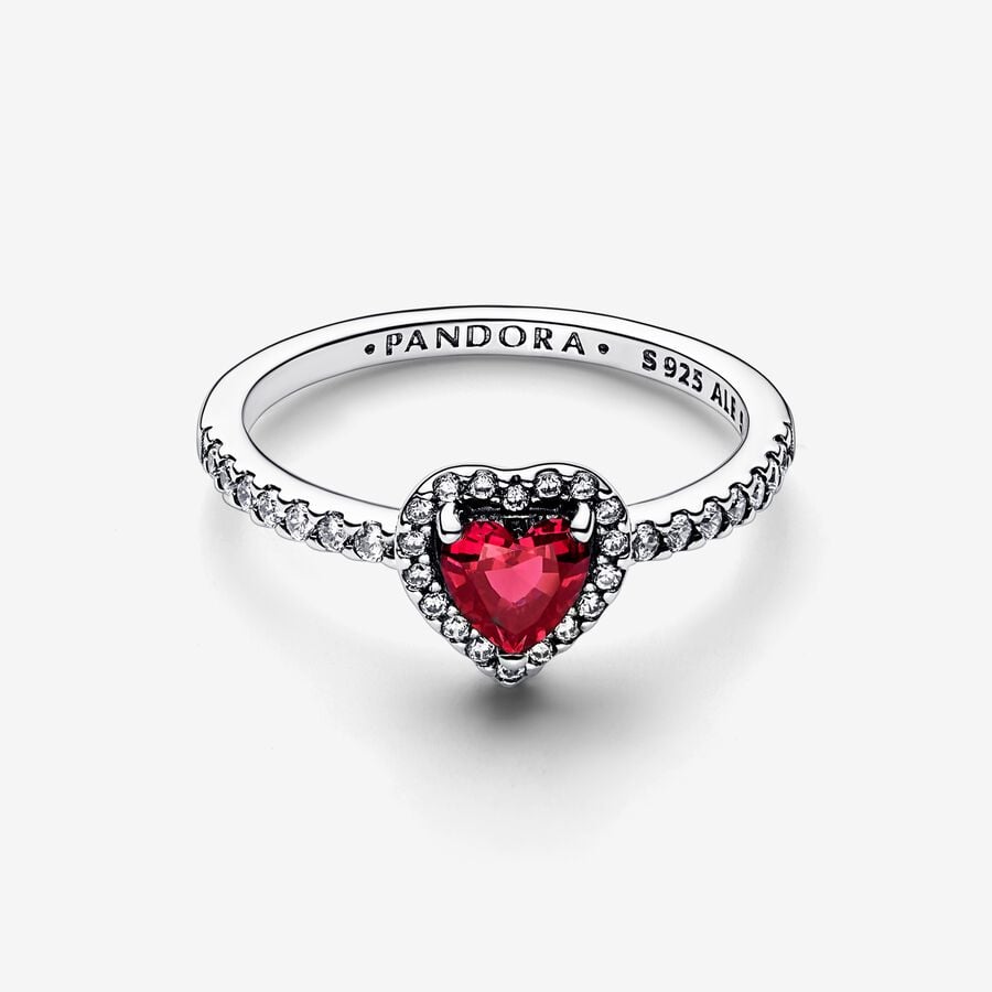 Pandora Timeless Sterling Silver Elevated Red Heart Ring