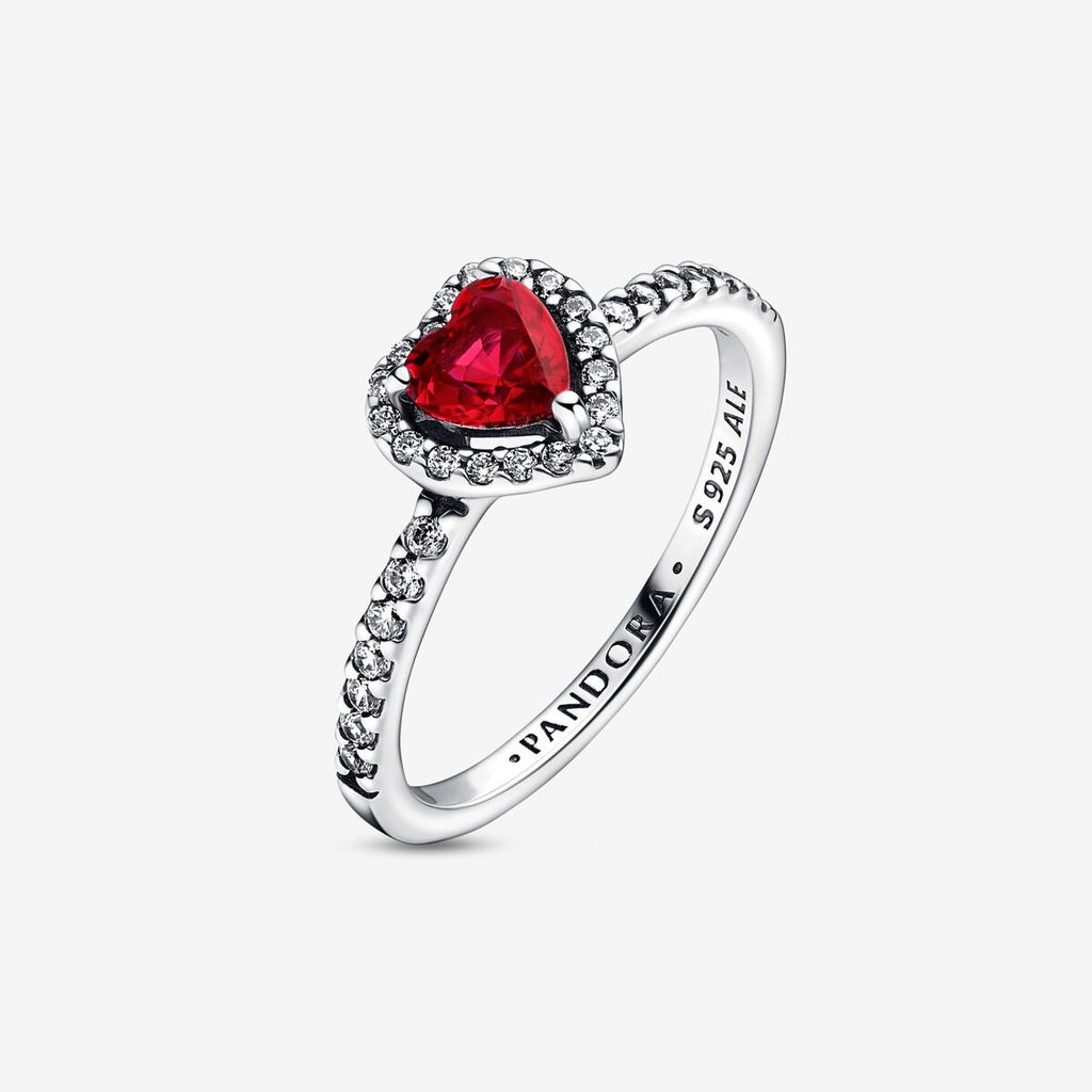 Pandora Timeless Sterling Silver Elevated Red Heart Ring