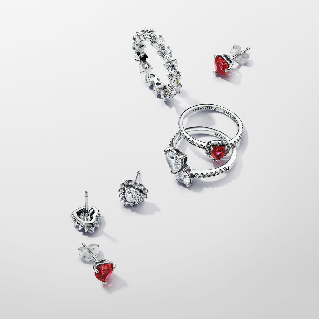 Pandora Timeless Sterling Silver Elevated Red Heart Ring