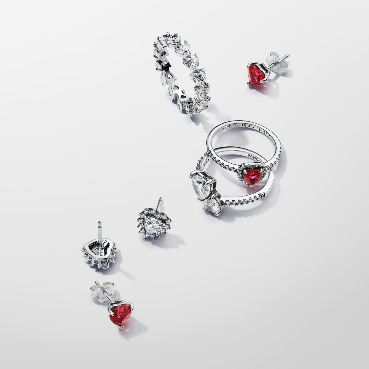 Pandora Timeless Sterling Silver Elevated Red Heart Ring