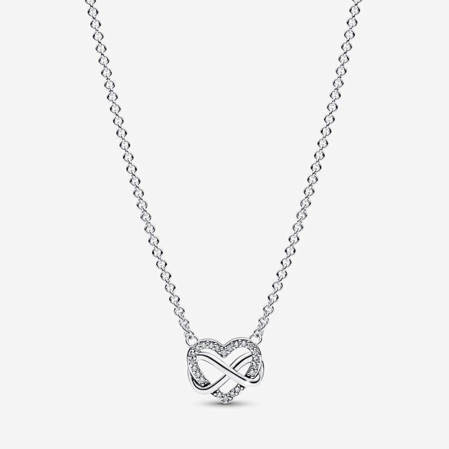 Pandora Silver Sparkling Infinity Heart Collier Necklace 19.7 in